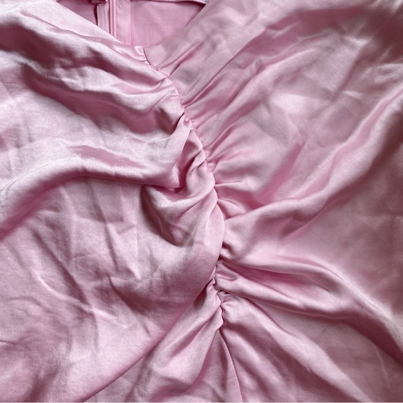 💕 ZARA PINK SATIN SIDE RUCHED SLIT MIDI SKIRT! - Picture 11 of 16